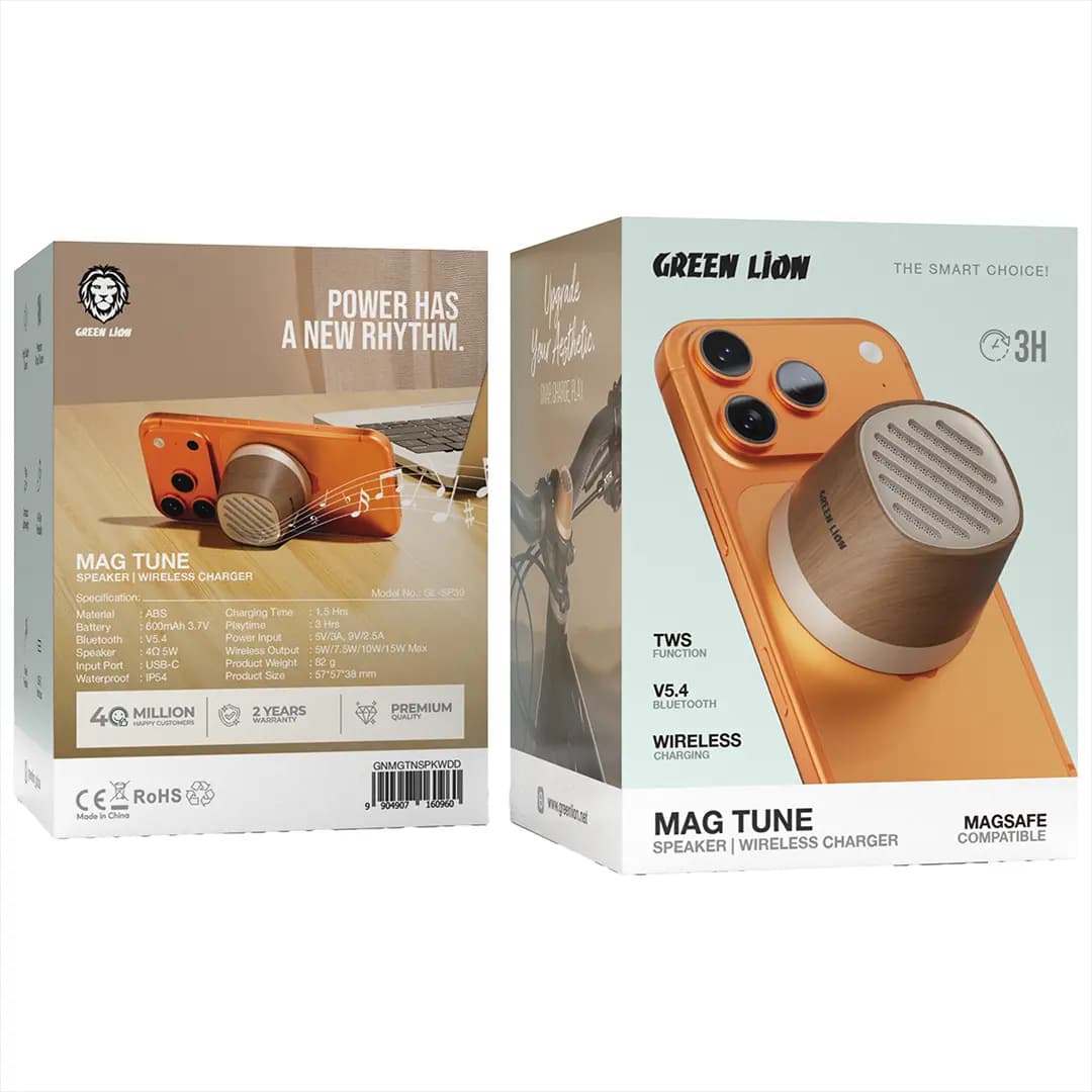 اسپیکر بلوتوثی و شارژر بیسیم گرین لاین مدل MAG TUNE Mini — تصویر ۱۰