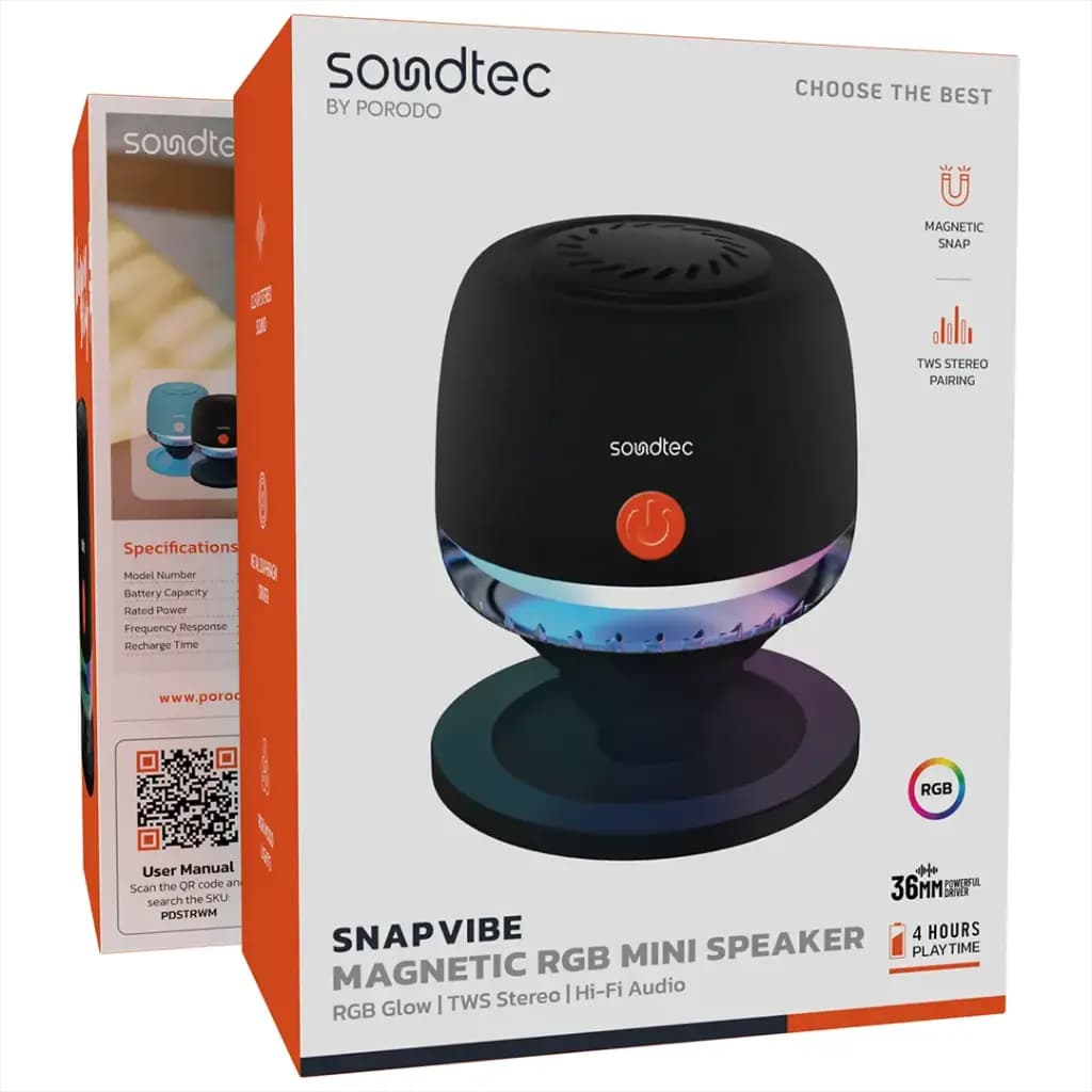 اسپیکر بلوتوثی پرودو مدل Soundtec Snap Vibe PDSTRWM — تصویر ۱۱