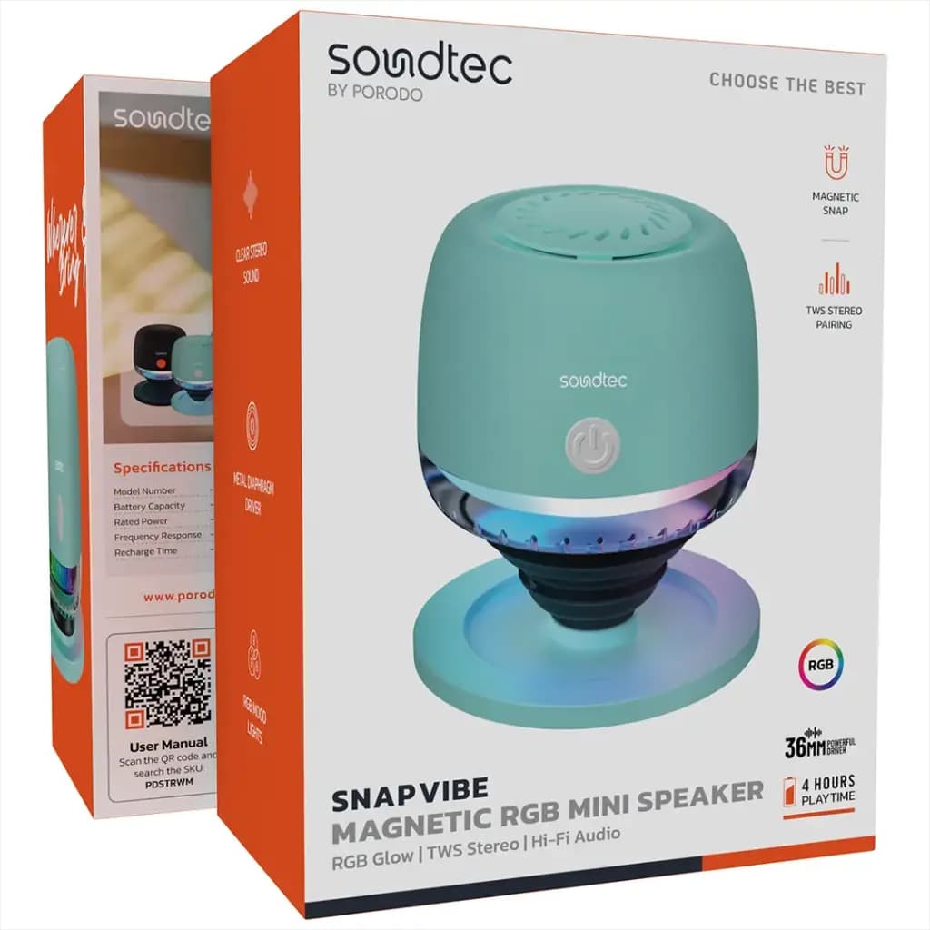 اسپیکر بلوتوثی پرودو مدل Soundtec Snap Vibe PDSTRWM — تصویر ۱۲