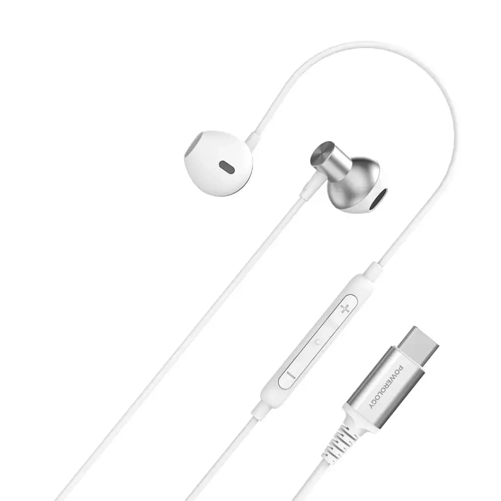هندزفری سیمی پاورولوژی مدل Type-C Stereo PWTYPECSTWH — تصویر ۲