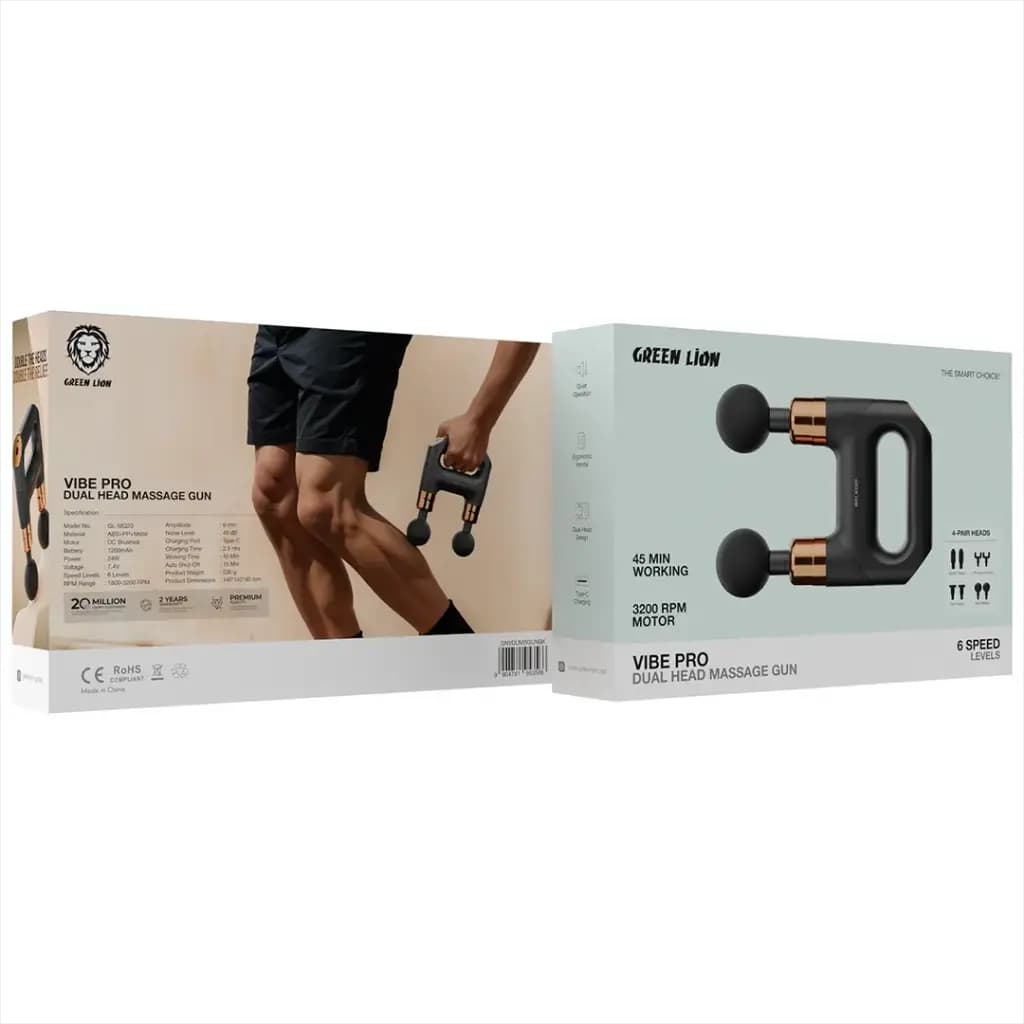 ماساژور تفنگی دو سر گرین لاین مدل Vibe Pro GNVDUMSGUNBK — تصویر ۹