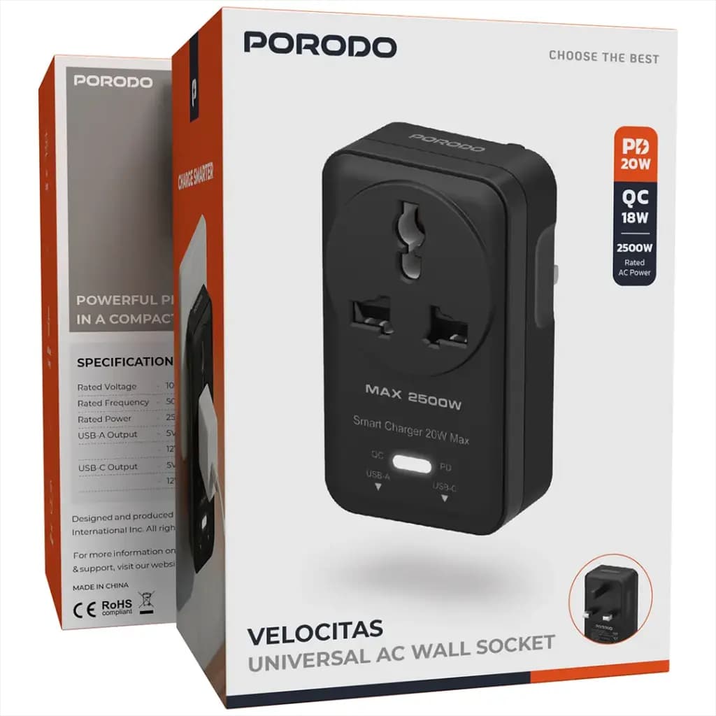 شارژر دیواری پرودو مدل Velocitas Universal PDUKAUN01DBK — تصویر ۲