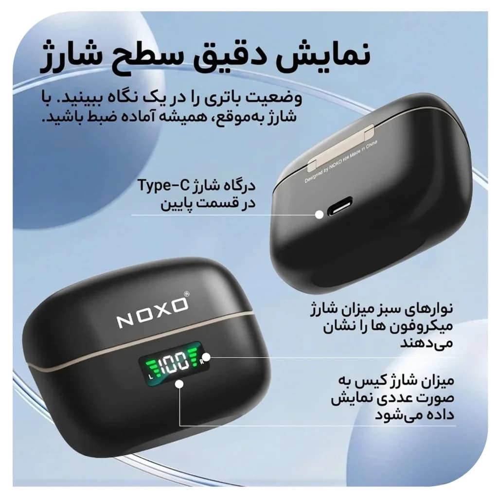 میکروفون بی‌سیم یقه‌ای نوکسو مدل MC‑N1 دو میکروفونه با اتصال USB‑C و نویز کنسلینگ — تصویر ۶