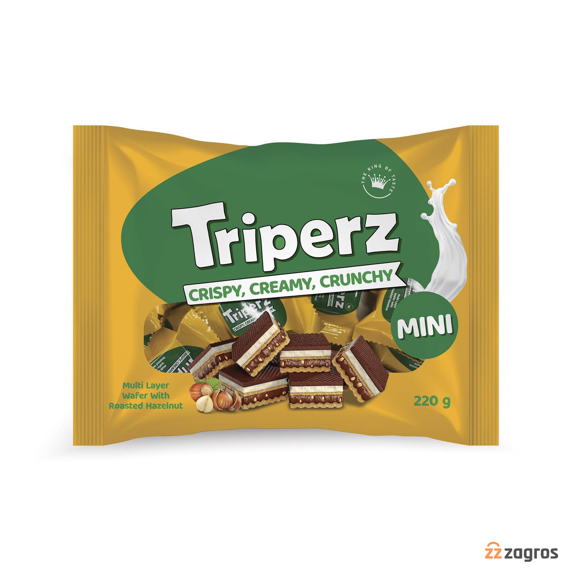 ویفر چند لایه شیری فندقی تریپرز با تکه‌ های فندق و روکش شکلات شیری 220 گرم — تصویر ۲