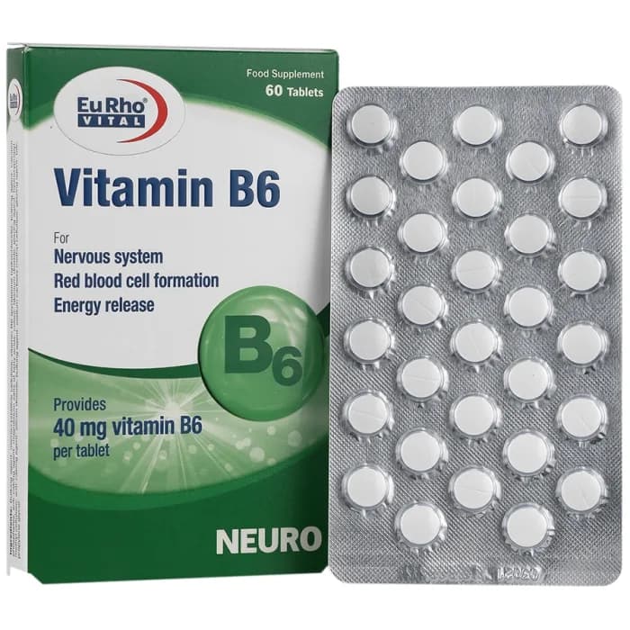 قرص ویتامین B6 40 میلی‌گرم یوروویتال 60 عددی