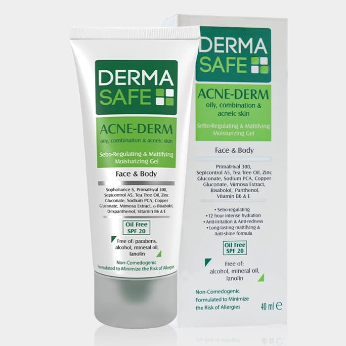 ژل مرطوب کننده آکنه درم درماسیف Derma Safe Acne-Derm Sebo-Regulating & Mattifying Moisturizing Gel 40g — تصویر ۴