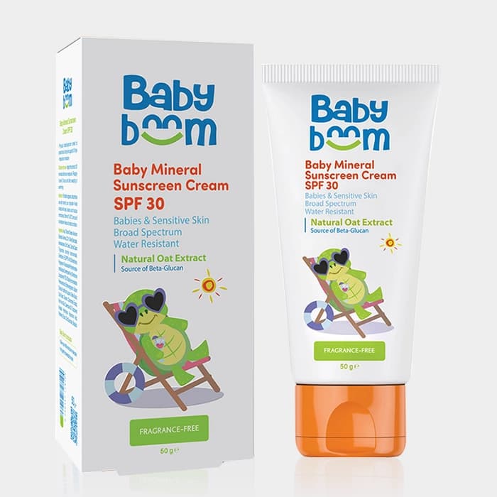کرم ضد آفتاب کودک فاقد جاذبهای شیمیایی بیبی بوم Baby Boom Baby Mineral SPF30 Sunscreen Cream 50g — تصویر ۶