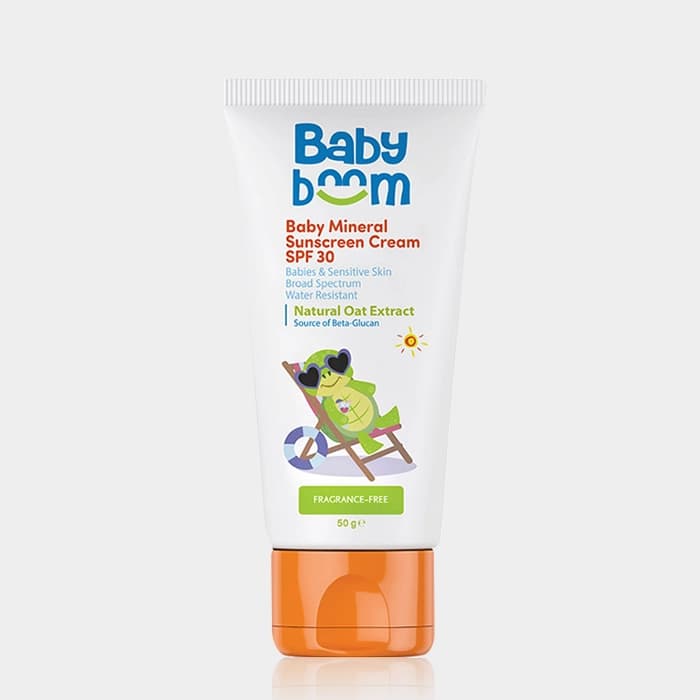 کرم ضد آفتاب کودک فاقد جاذب‌های شیمیایی بیبی بوم Baby Boom Baby Mineral SPF30 Sunscreen Cream 50g