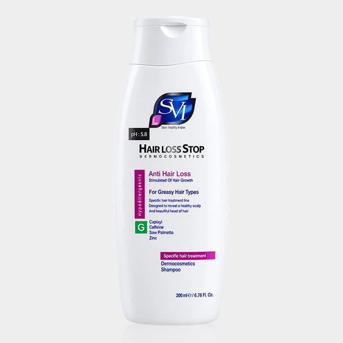 شامپو ضد ریزش موی چرب اس وی آی SVI Hair Loss Stop Anti Loss Greacy Hair 200ml