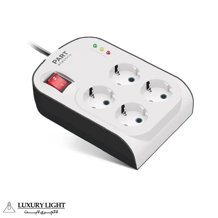 محافظ ولتاژ 4 خانه ارت دار با قفل کودک پارت الکتریک مدل پارت 8791