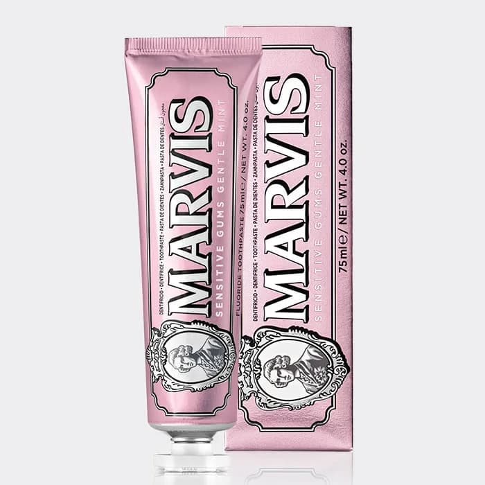 خمیر دندان حساس مارویس مدل Marvis Sensitive Gums Gentle Mint Toothpaste 75ml — تصویر ۵