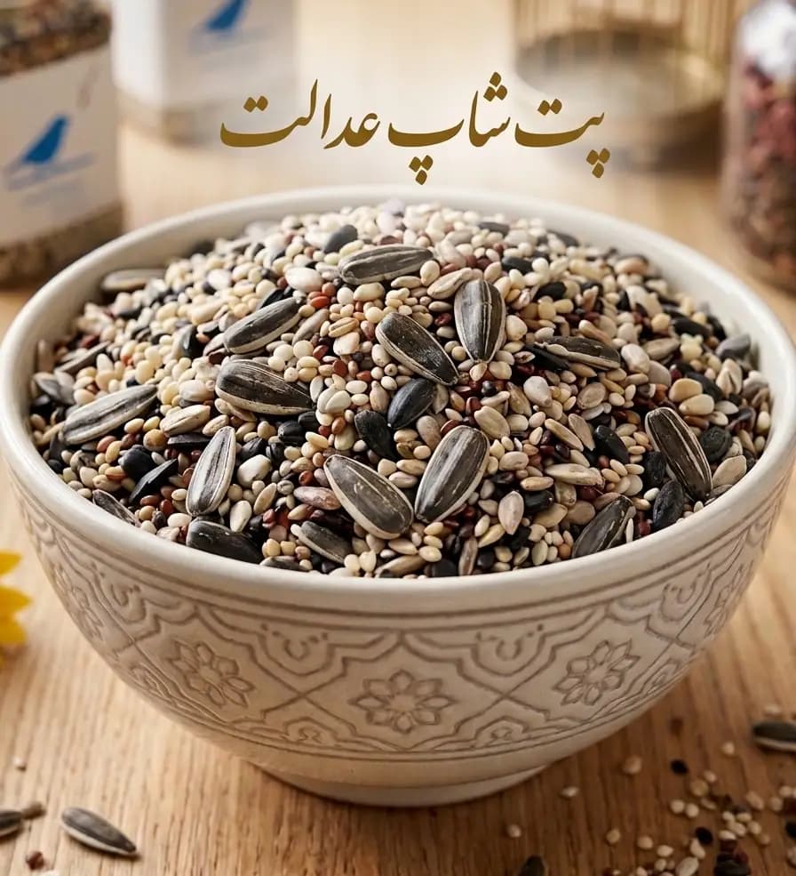 غذای مخلوط طوطی سانان متوسط جثه (گرینچیک، شاه طوطی، ملنگو) – دان شسته شده + تخمه کانادایی — تصویر ۳