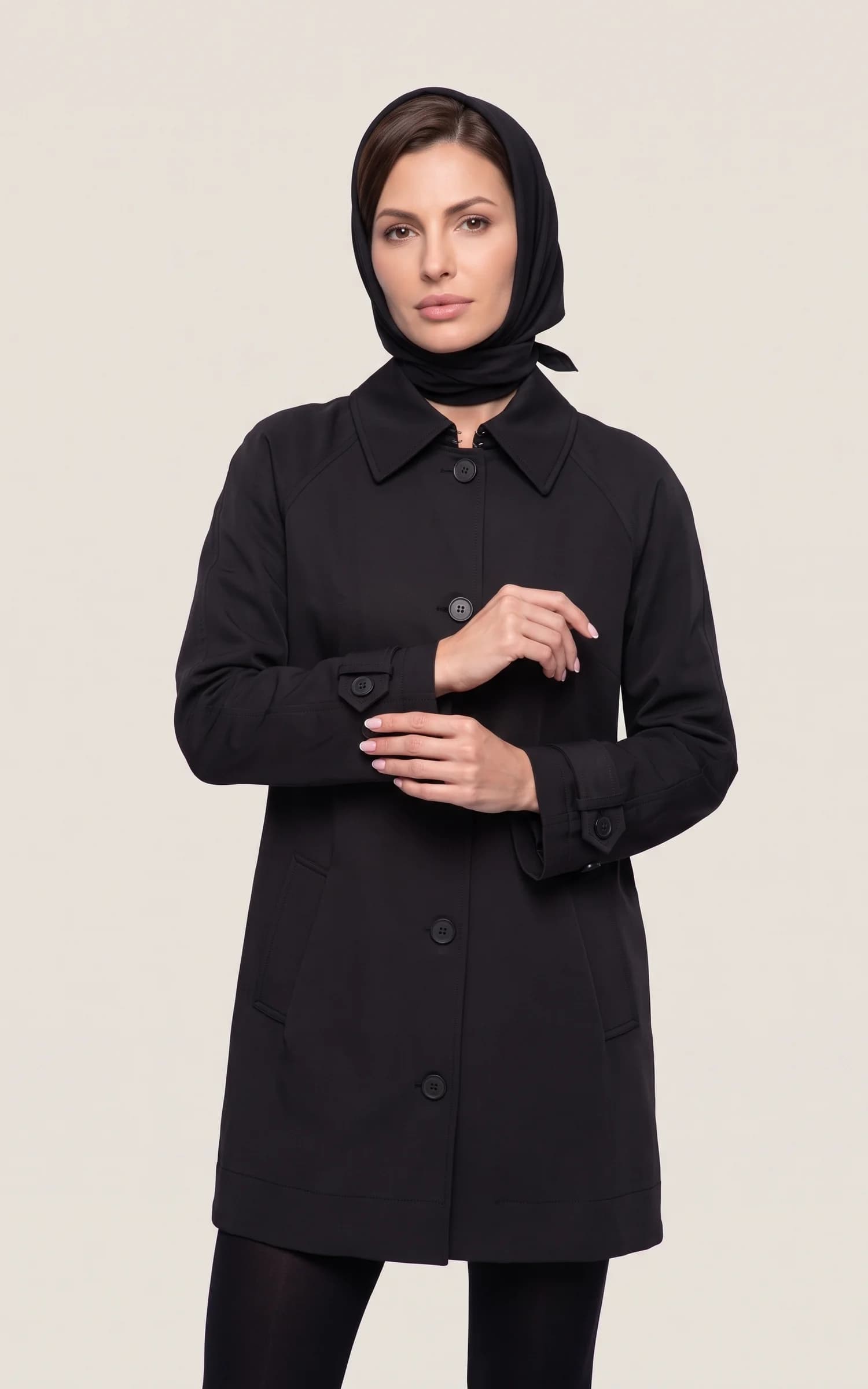 بارانی مشکی زنانه دکمه دار nevado کد 405032031773 — تصویر ۸