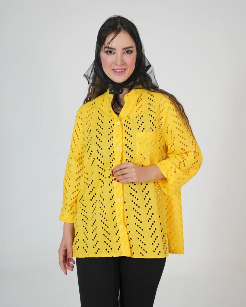 شومیز سوزن دوزی زرد کد 01 (511) — تصویر ۴
