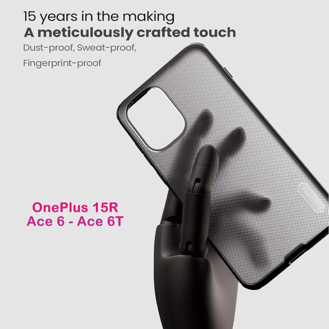 قاب ضدضربه دودی OnePlus Ace 6 مارک نیلکین مدل Super Frosted Shield Pro Clear — تصویر ۸