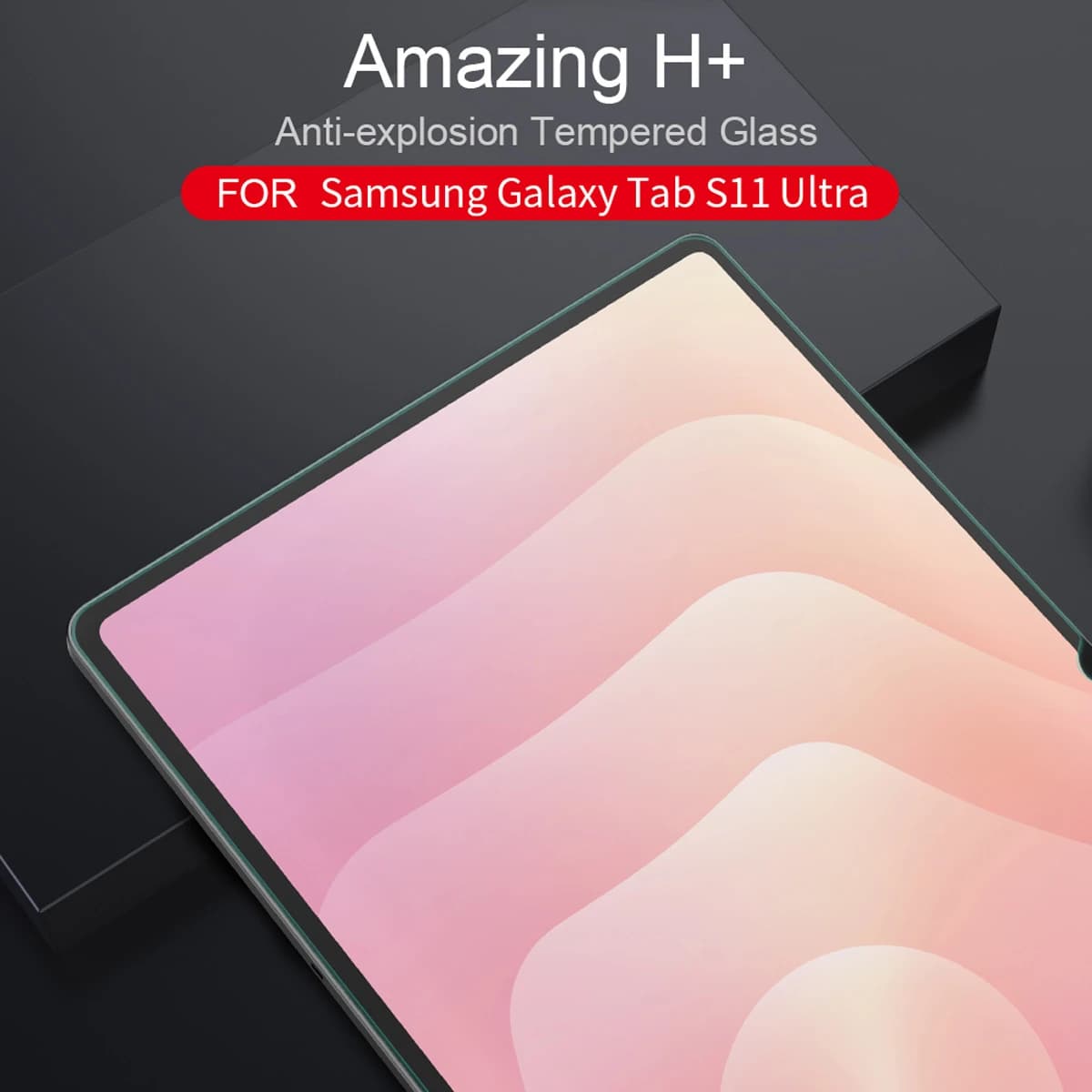 گلس شیشه ای نیلکین Samsung Galaxy Tab S11 Ultra ( 14.6 ) مارک نیلکین مدل H+ Anti-explosion — تصویر ۴
