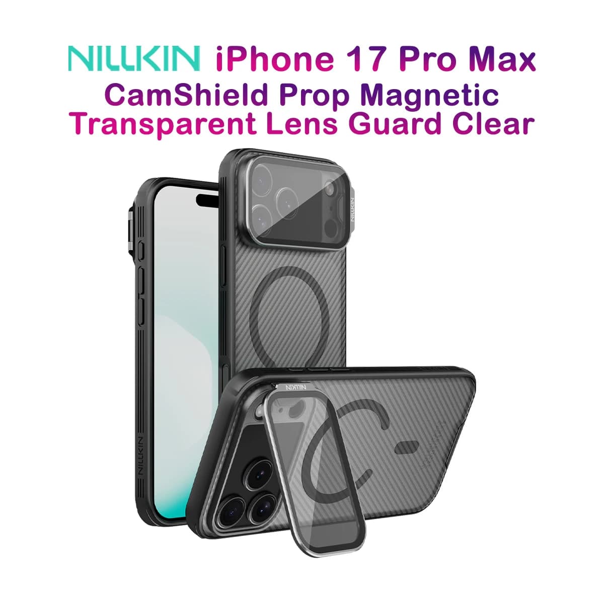 گارد مگنتی دودی کمرا استند iPhone 17 Pro Max مارک نیلکین مدل CamShield Prop Magnetic