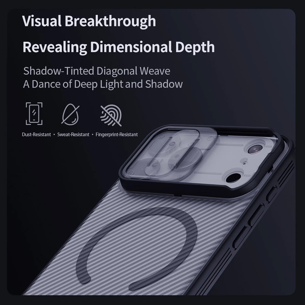 گارد ضد ضربه دودی مگنتی iPhone 17 Pro Max مارک نیلکین مدل Camshield Pro Magnetic Clear — تصویر ۵