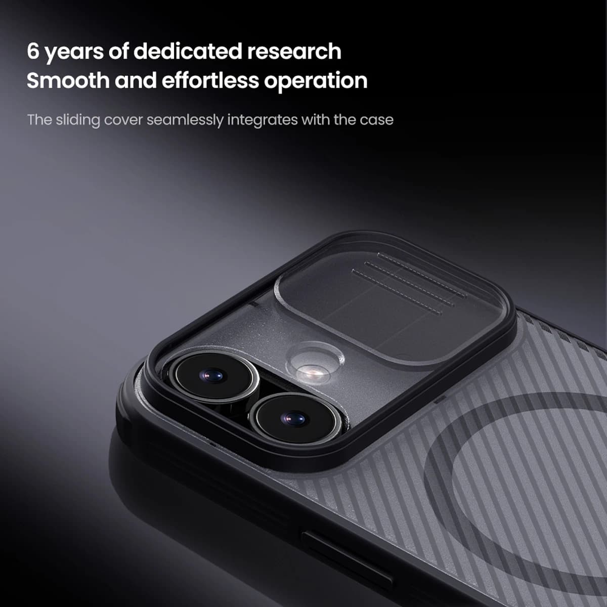 گارد ضد ضربه دودی مگنتی iPhone 17 مارک نیلکین مدل Camshield Pro Magnetic Clear — تصویر ۵