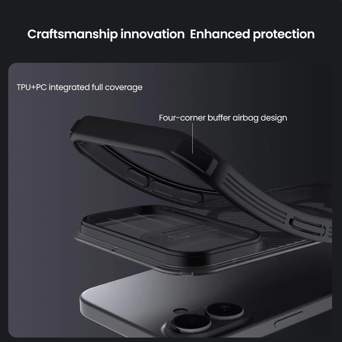 گارد ضد ضربه دودی مگنتی iPhone 17 مارک نیلکین مدل Camshield Pro Magnetic Clear — تصویر ۲