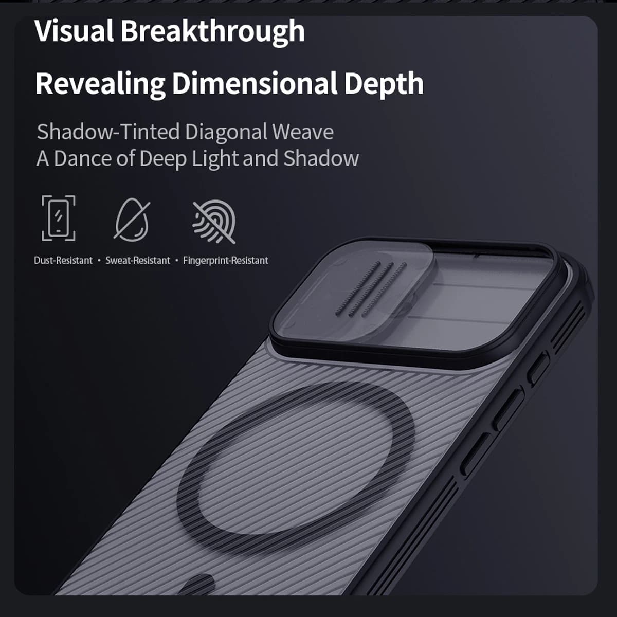 گارد ضد ضربه دودی مگنتی iPhone 17 مارک نیلکین مدل Camshield Pro Magnetic Clear — تصویر ۴