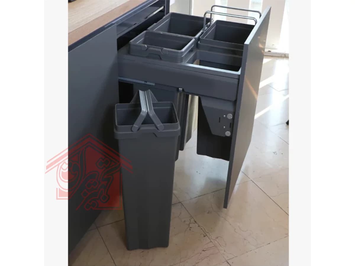 سطل آشغال تو کابینتی چهارمخزن ریلی ملونی مدل 9022 — تصویر ۱۱