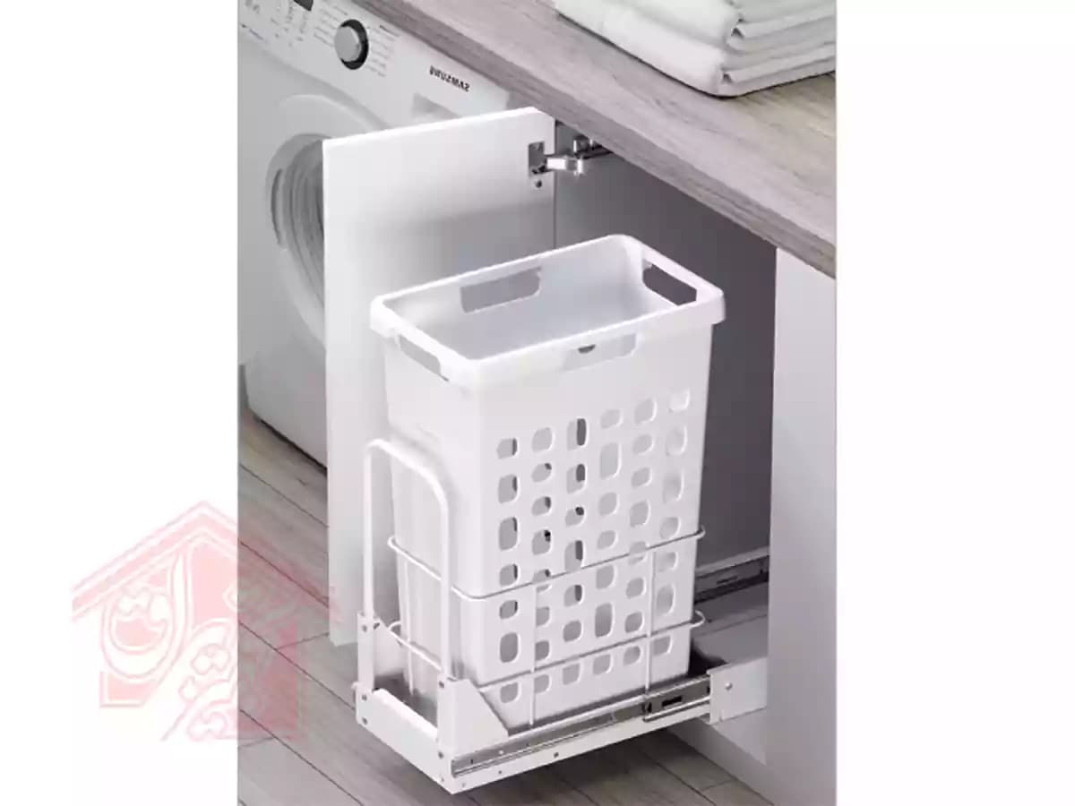سبد لباس چرک ریل از کف ملونی کد 9153 – 9154 — تصویر ۲