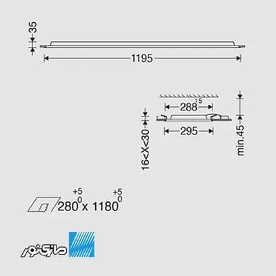پنل 120*30 توکار 42 وات بک لایت برای سقف یکپارچه اپتیلد سری optimax مازی نور — تصویر ۴