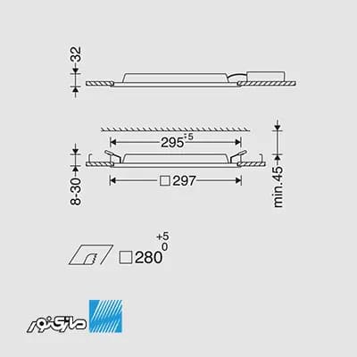 پنل 30*30 توکار 24 وات بک لایت مدل اپتیلد سری optimax مازی نور — تصویر ۴