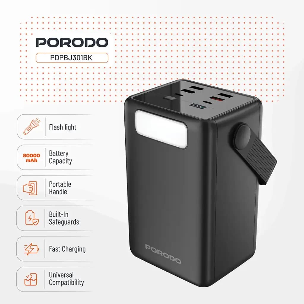 پاوربانک پرودو Lara ظرفیت 80000mAh مدل PDPBJ301BK — تصویر ۸