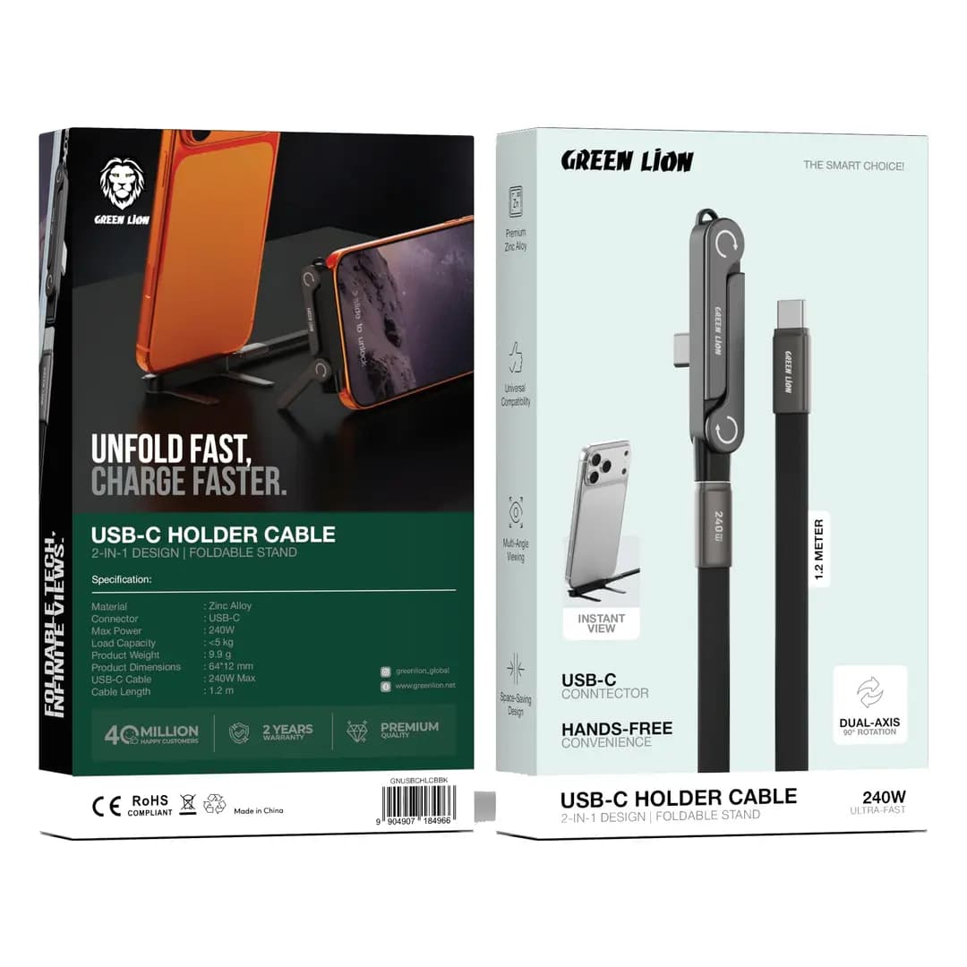 کابل شارژ و نگهدارنده 2 در 1 گرین لاین USB-C مدل GNUSBCHLCBBK — تصویر ۴