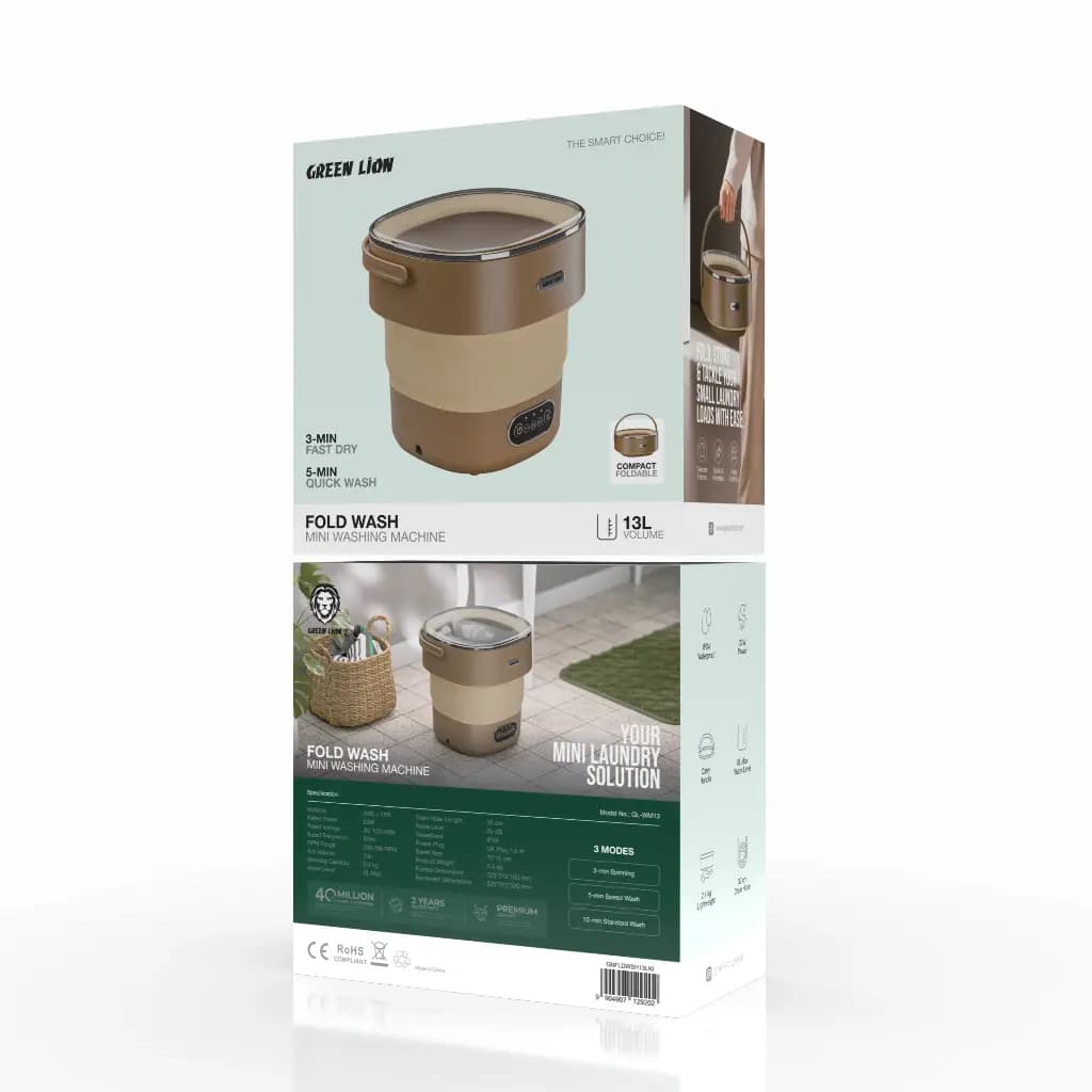 مینی ماشین لباسشویی تاشو گرین لاین 13 لیتری GNFLDWSH13LKI — تصویر ۷