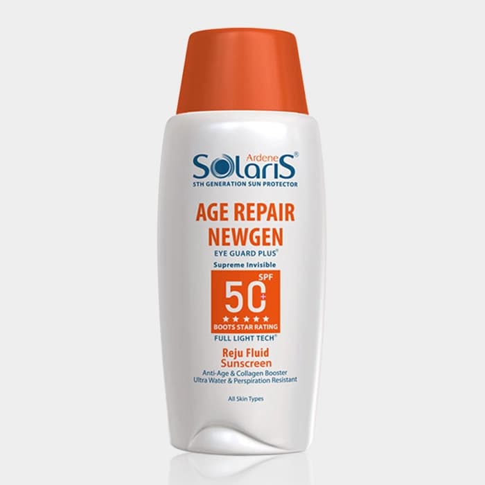 فلوئید ضد آفتاب ضد چروک ایج ریپیر نیوژن سولاریس Solaris Wet Skin Age Repair Newgen SPF50 Sunscreen Rich Fluid 100ml — تصویر ۳
