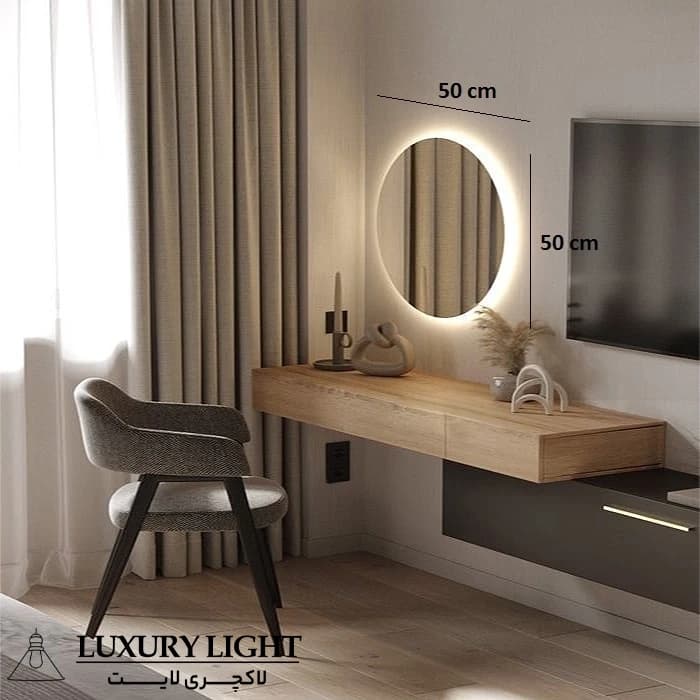 آینه دیواری آزالیا مدل بکلایت نور دار گرد 50*50 سانتیمتر — تصویر ۴