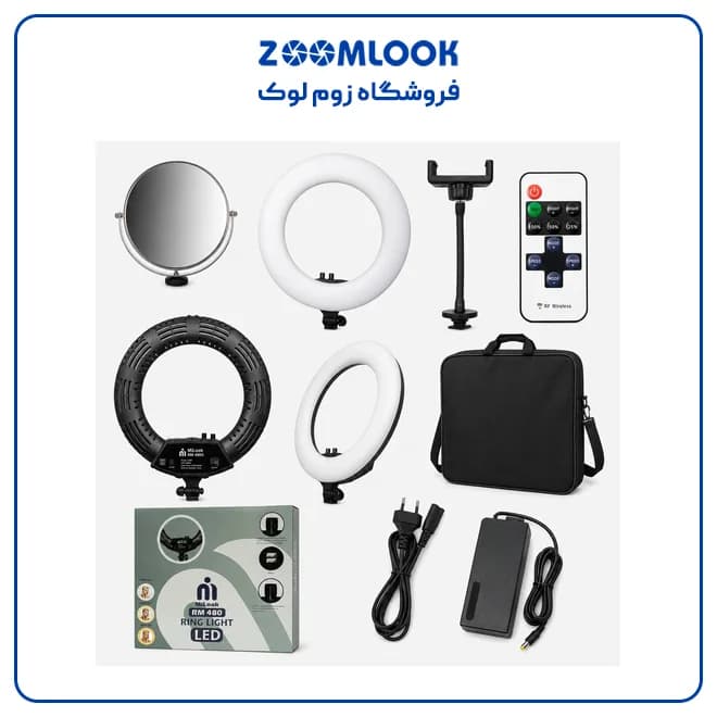 رینگ لایت میلوک RM480 II مدل Ring Light Milook RM480 II بدون صفحه نمایش همراه پایه