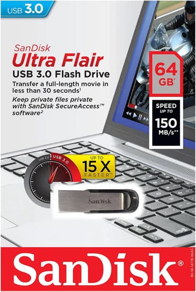 فلش مموری سن دیسک Ultra Flair CZ73 USB 3 ظرفیت 64 گیگابایت