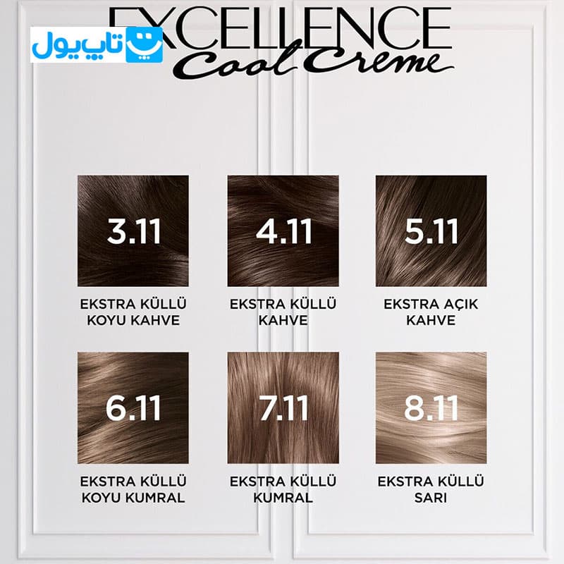 کیت رنگ مو لورآل Loreal مدل Excellence Cool Creme شماره 6.11 بلوند دودی تیره اکسترا — تصویر ۸