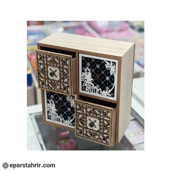 جعبه جواهرات چوبی استند 4 کشویی — تصویر ۶