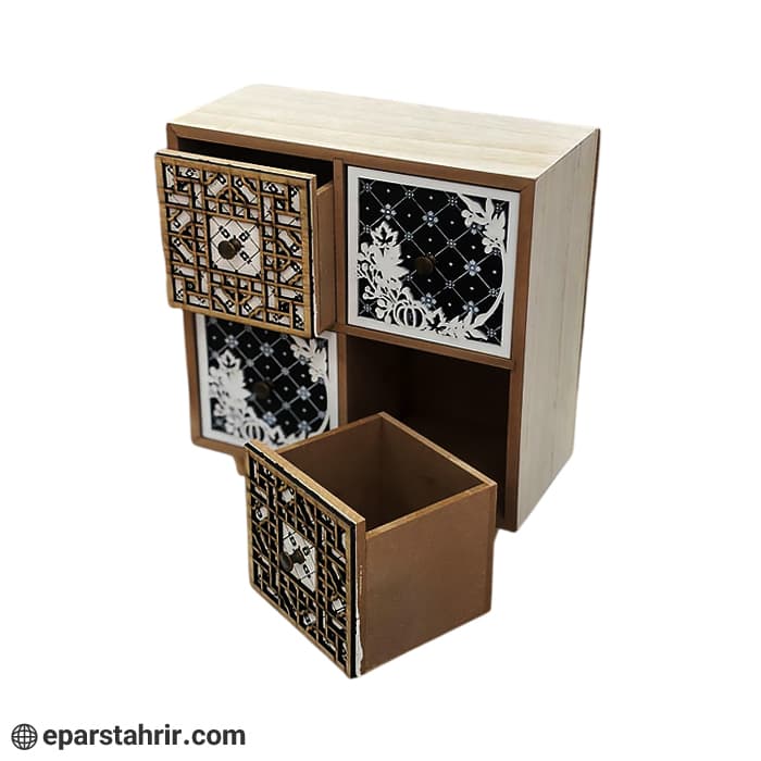 جعبه جواهرات چوبی استند 4 کشویی — تصویر ۲