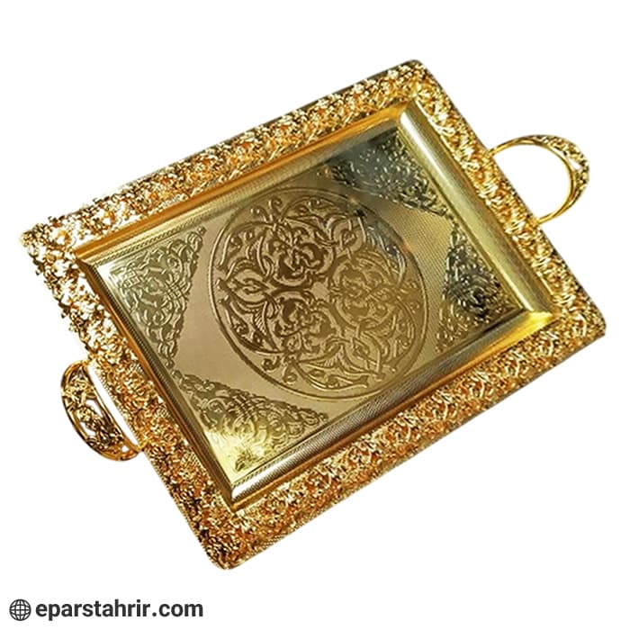 سینی اماراتی طلایی سایز (50*40) بزرگ — تصویر ۴