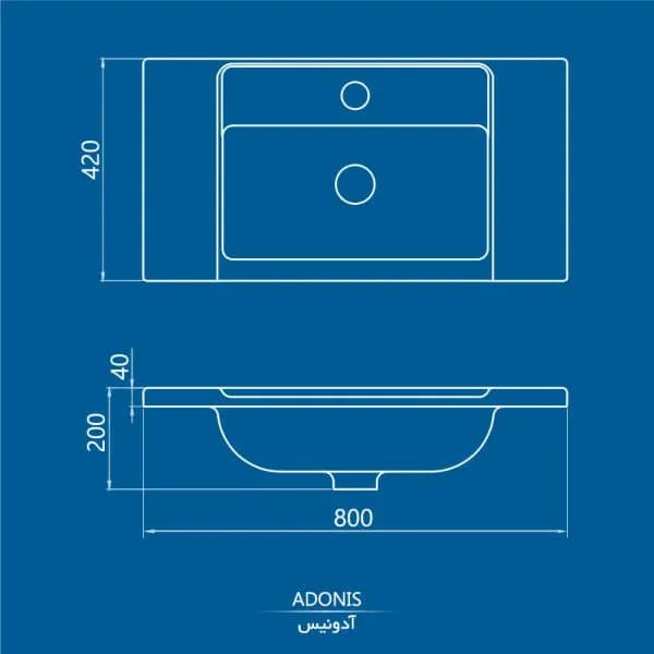 روشویی روکابینتی چینی کرد مدل آدنیس 80 — تصویر ۵