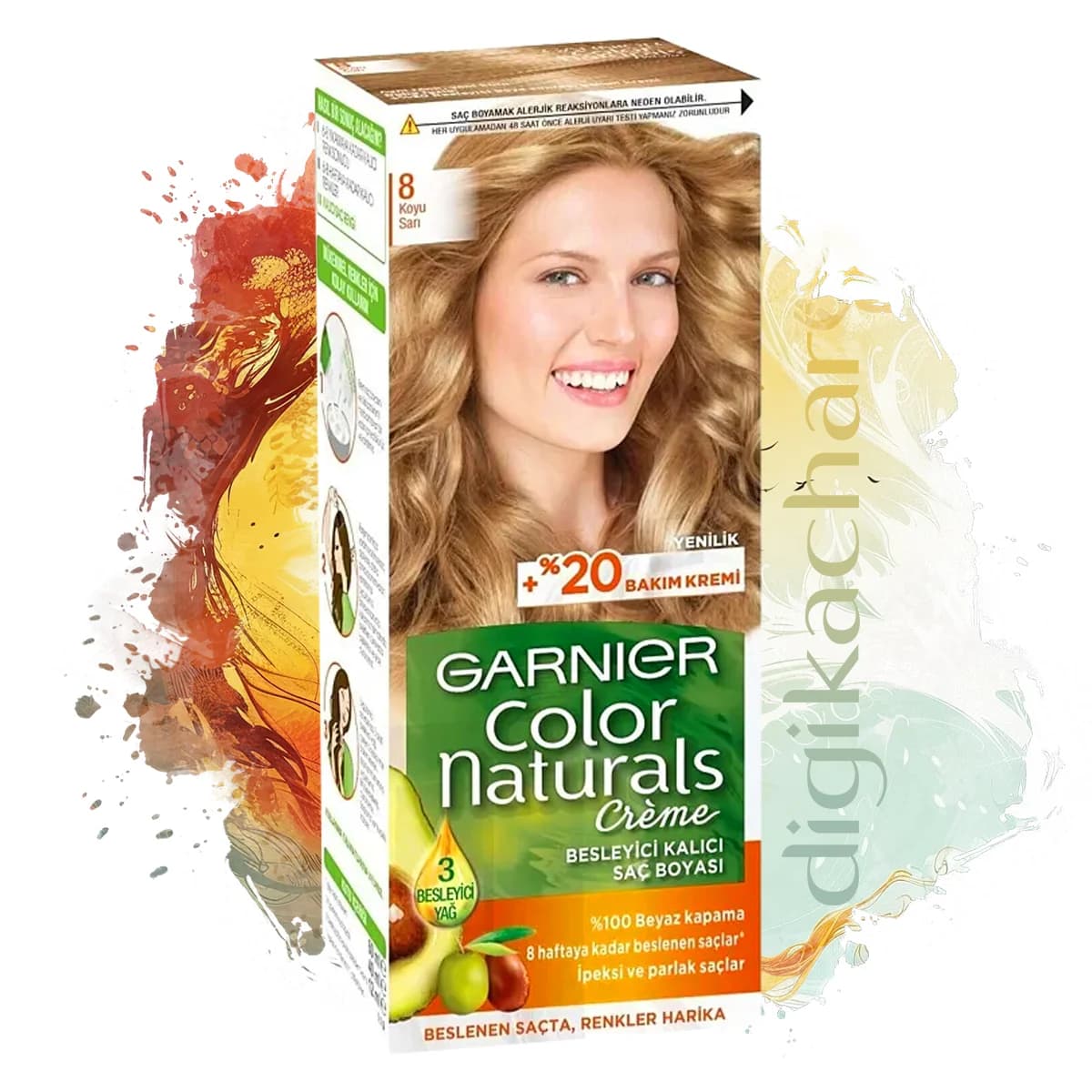 کیت رنگ مو گارنیر شماره Garnier color Naturals 8 پایه رنگ بلوند تیره