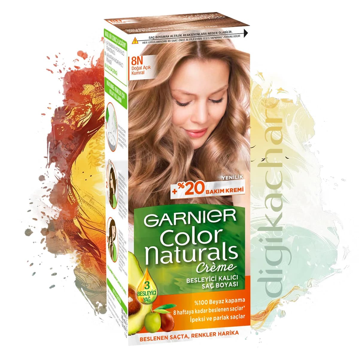 کیت رنگ مو گارنیر شماره Garnier color Naturals 8N پایه رنگ کاراملی روشن