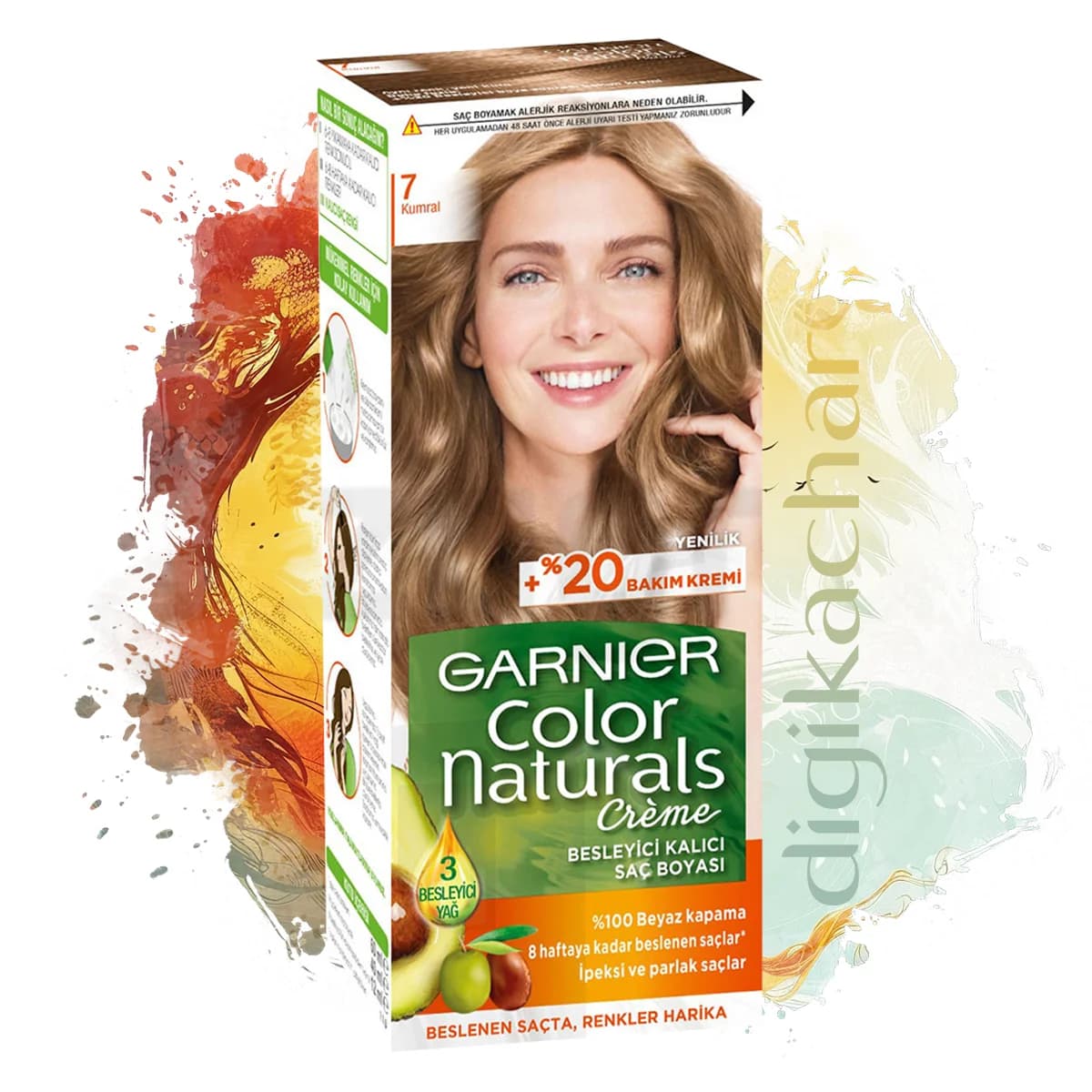 کیت رنگ مو گارنیر شماره 7 Garnier color Naturals پایه رنگ بلوطی — تصویر ۲