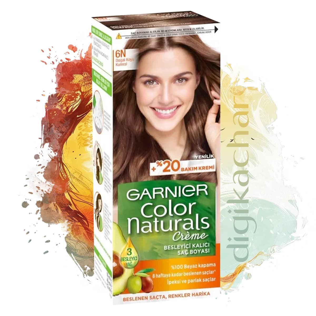 کیت رنگ مو گارنیر شماره Garnier color Naturals 6N پایه رنگ کاراملی تیره طبیعی