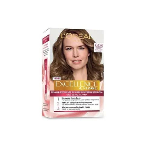 کیت رنگ موی لورآل رنگ قهوه ای روشن شماره 6.03 LOREAL EXCELLENCE — تصویر ۲