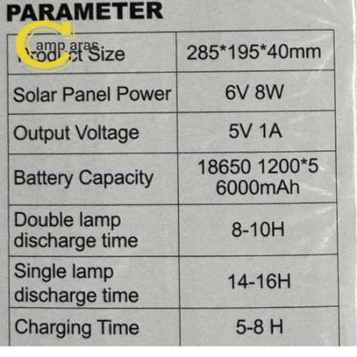 پنل شارژی خورشیدی 8 وات 2 چراغ LED پاوربانکی — تصویر ۷