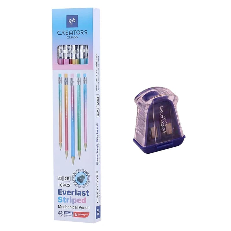 مداد نوکی 2 میلی متری کریتورز کلاس مدل Striped به همراه تراش مجموعه 11 عددی — تصویر ۸