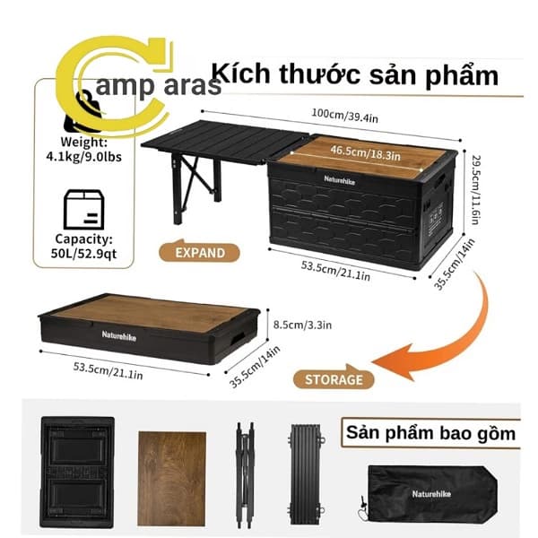 باکس وسایل تاشو 50 لیتر نیچرهایک CNK2450XB018 اورجینال — تصویر ۷