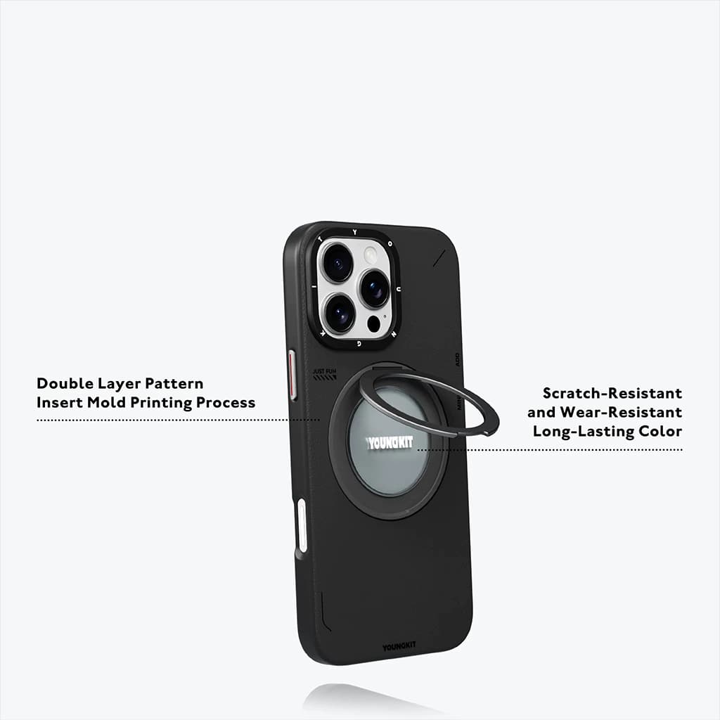 کاور YOUNGKIT مدل Leather 360 Rotation Ring Stand Case Magsafe مناسب برای iPhone 16 ProMax — تصویر ۱۲